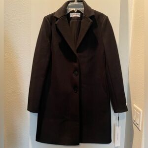 XS Wool Coat Calvin Klein Classic Black Single Breasted Fully Lined Soft NWT new